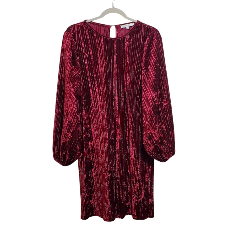 Baltic Born Anastasia Wine Berry Ribbed Velvet Long Sleeve Dress Size M Holiday